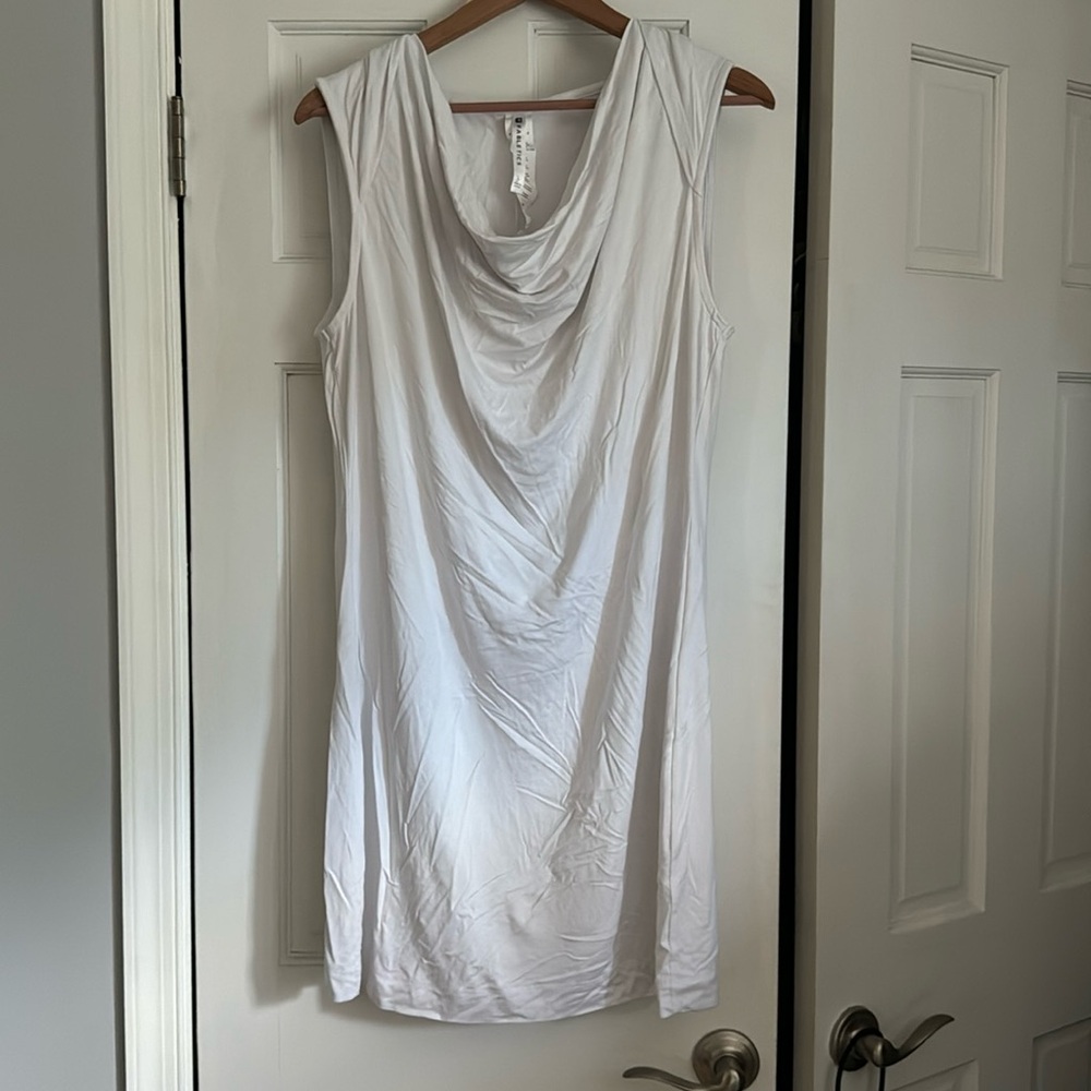 Fabletics Dress Ivana Cover-up, silky, soft jersey fabric, Large 10-12, White